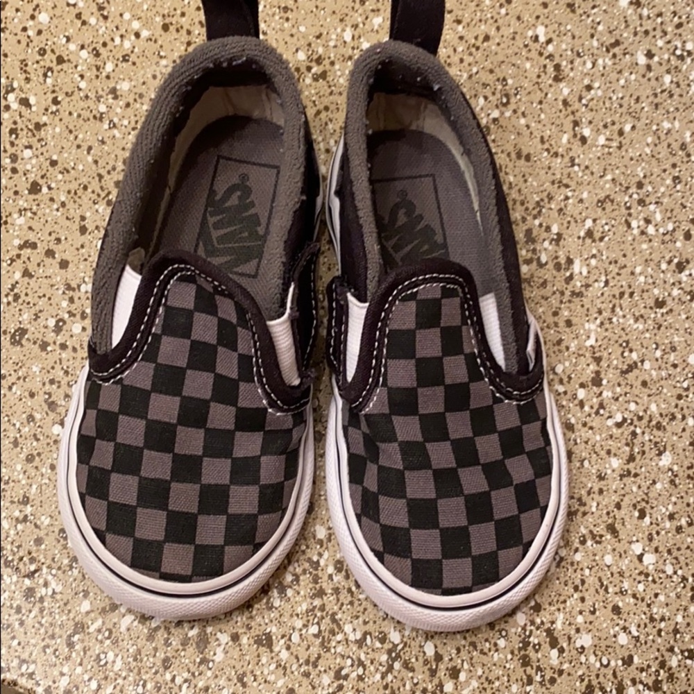 Black and grey checker vans